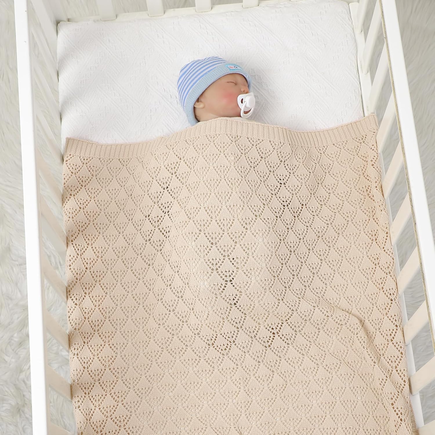 Neiwech Baby Swaddle Blanket 40x30 inch Camel Soft Cotton 1
