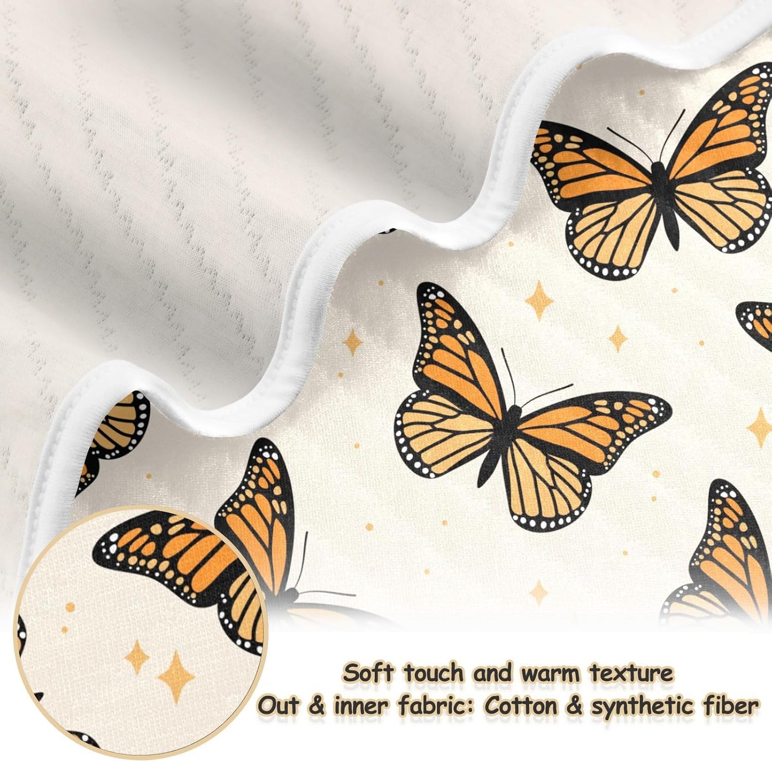 KICPOAY Swaddle Blanket for Brown Monarch Butterflies Baby Receiving Blanket