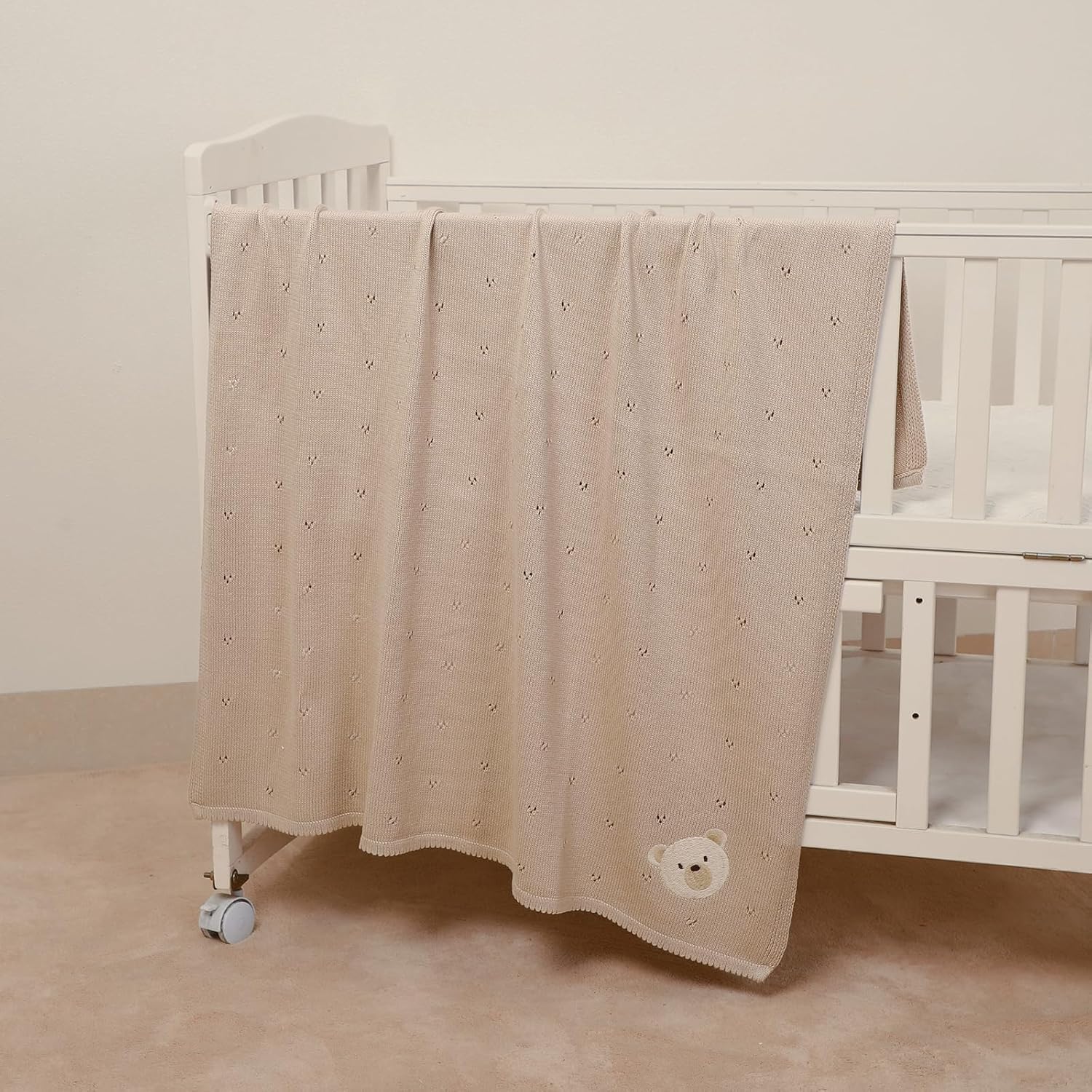 Mimixiong Organic Cotton Baby Blanket 40x30 Inch Oatmeal