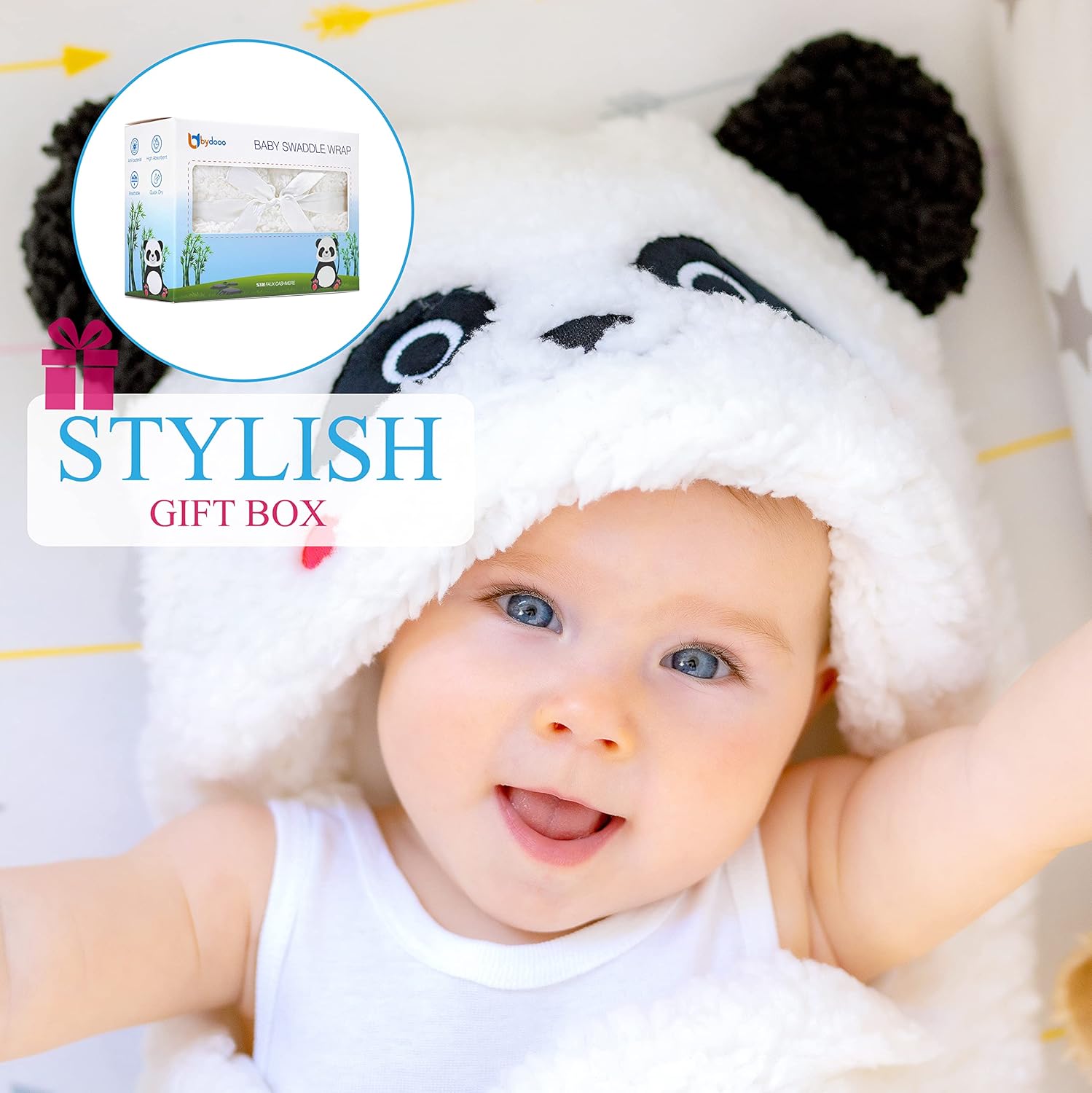 Newborn Panda Swaddle Blanket 0-6 Months Gender Neutral