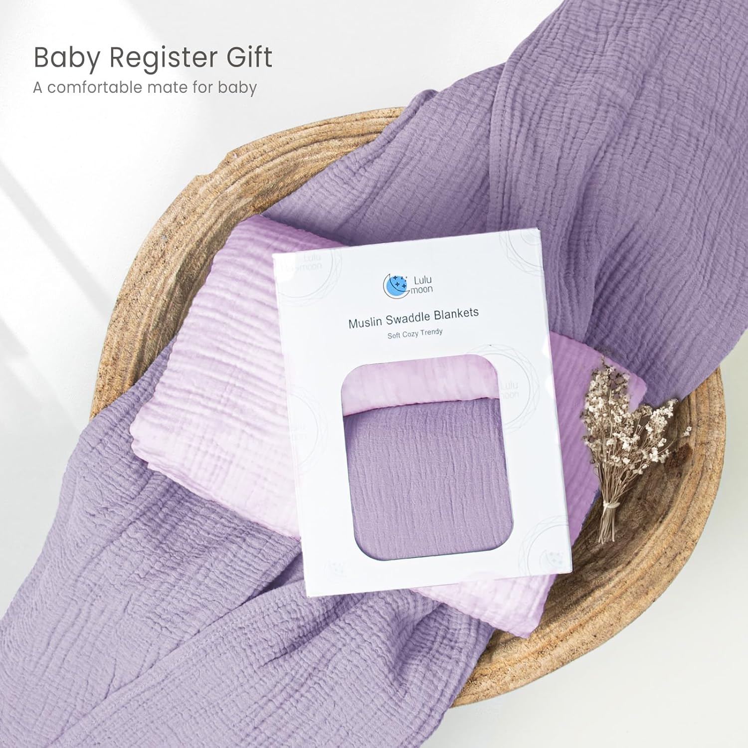 Lulumoon Muslin Swaddle Blanket 2Pack Purple