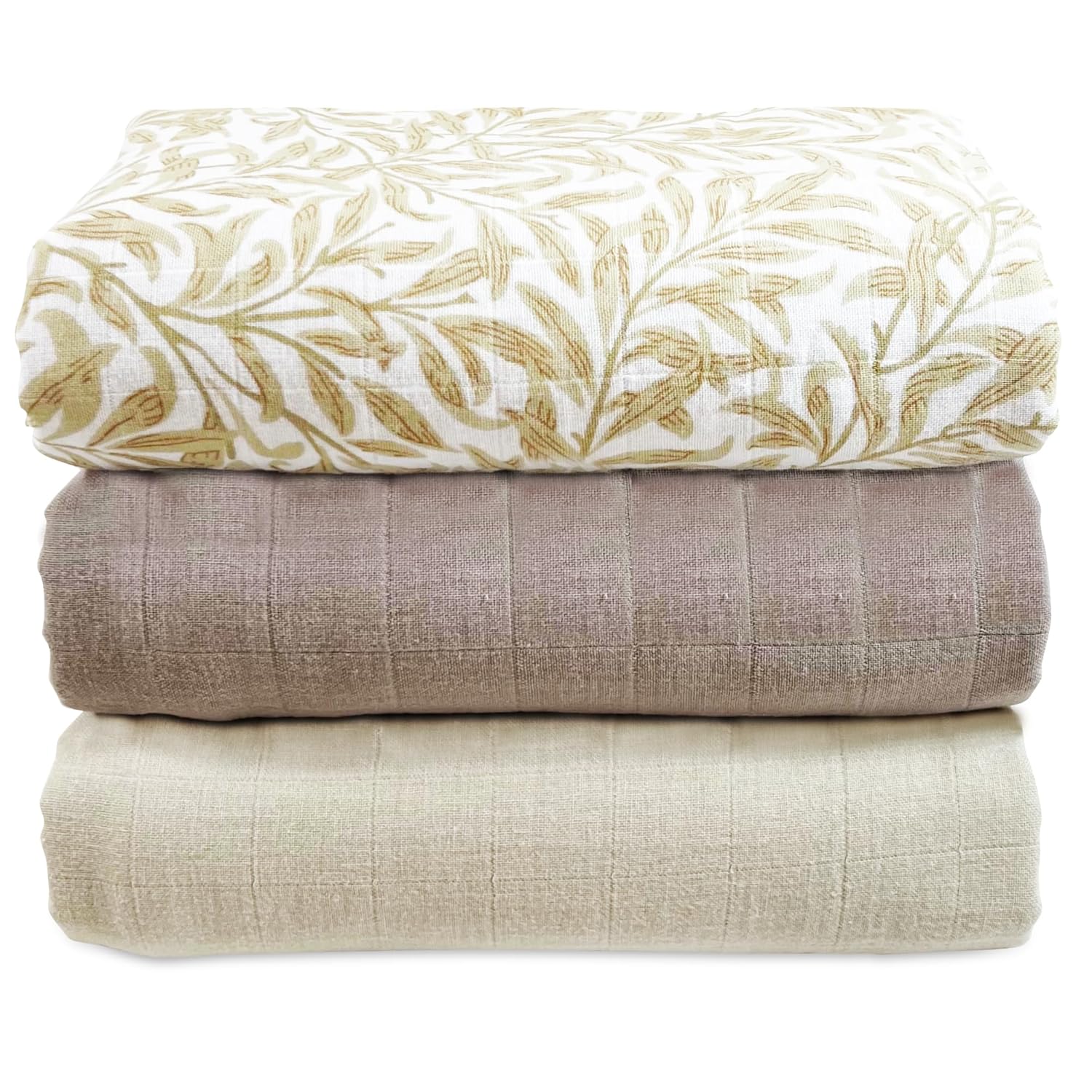 MOZAH Organic Muslin Swaddle Blankets 3 Pack