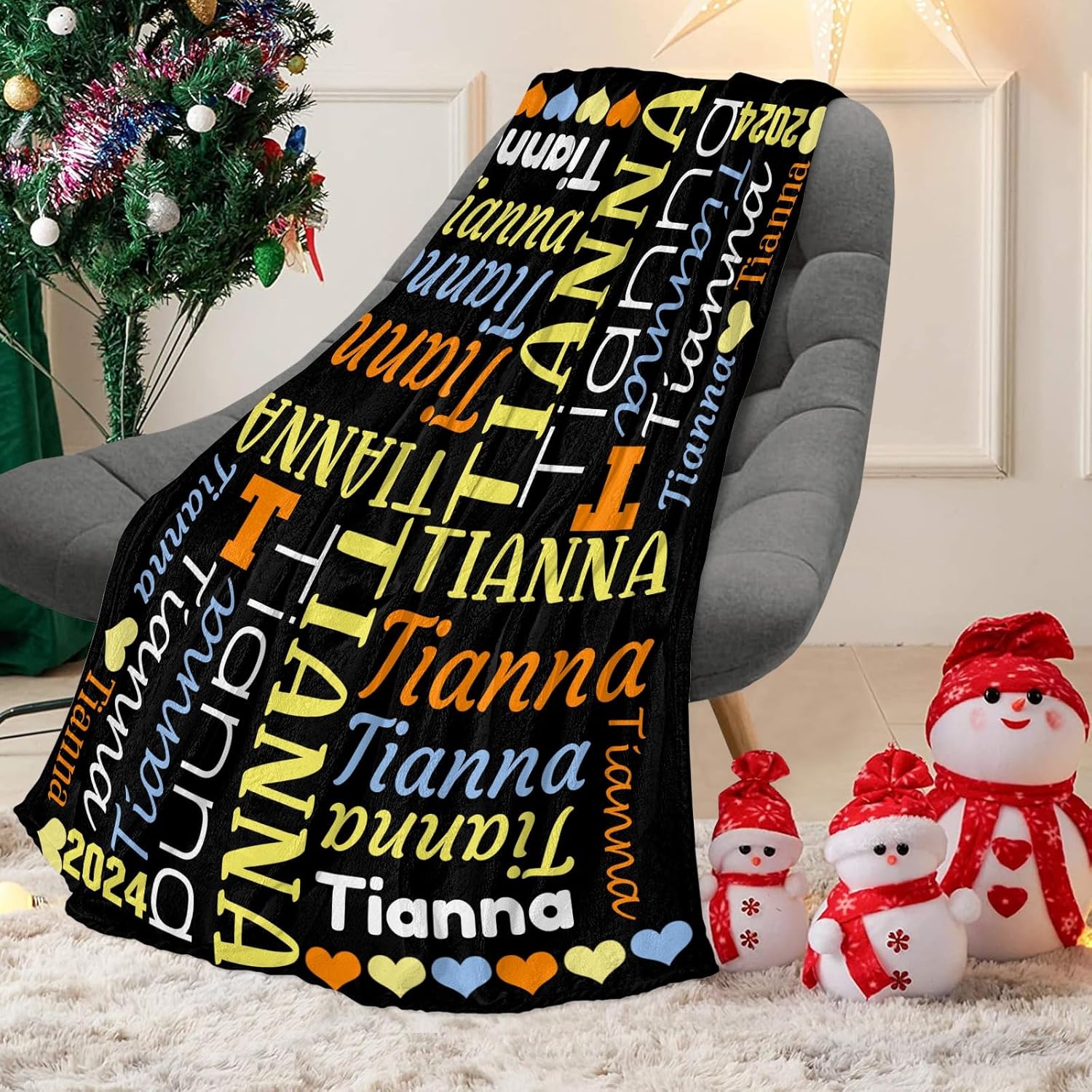 Custom Blanket with Name Personalized Swaddling for Baby
