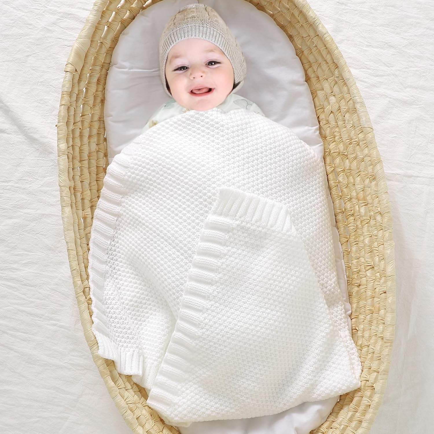 Mimixiong Soft Warm Crochet Baby Blanket 40x30 Inches