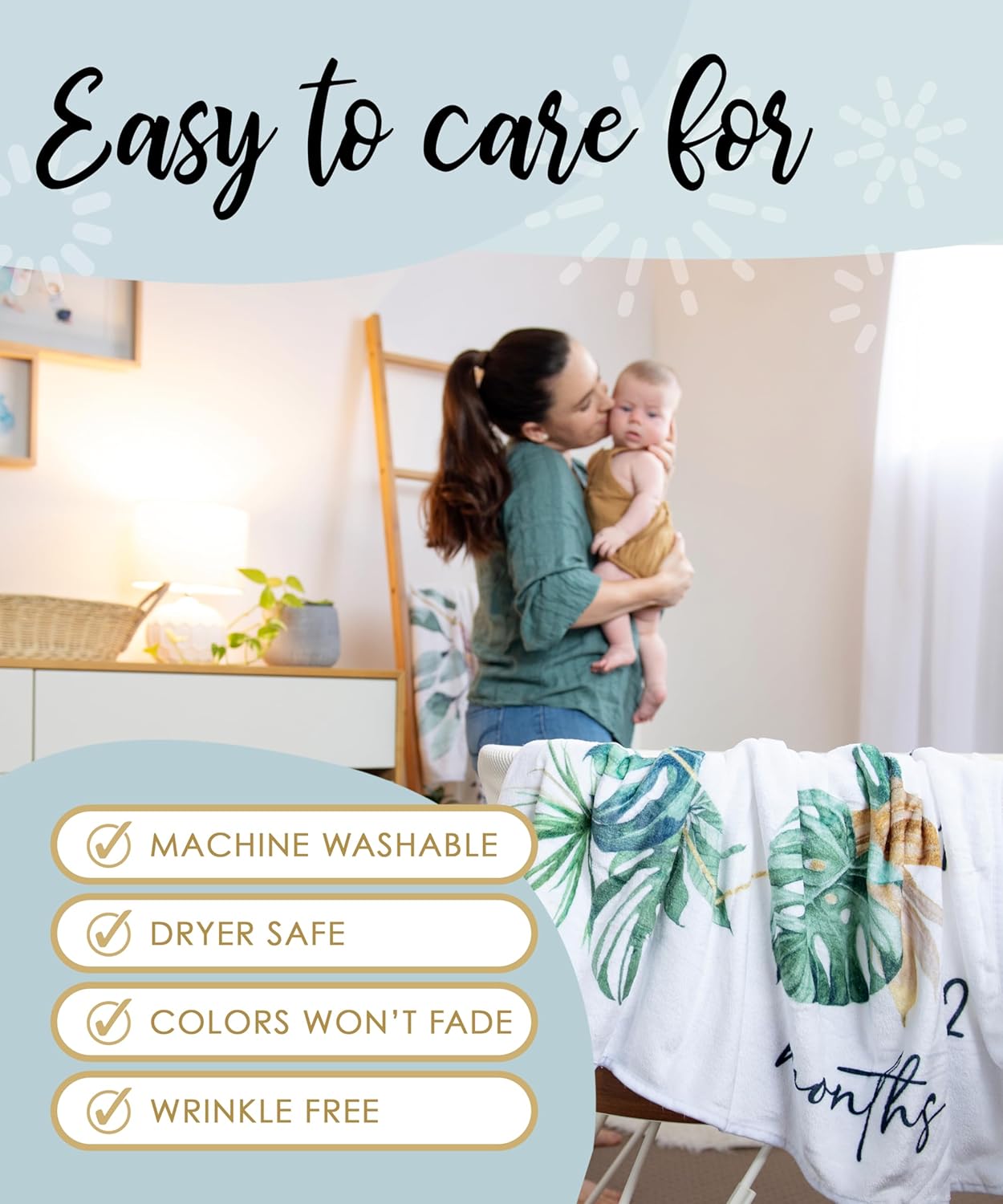 Calloo Baby Milestone Blanket - 46x46 Inches Monthly Growth Photo Prop
