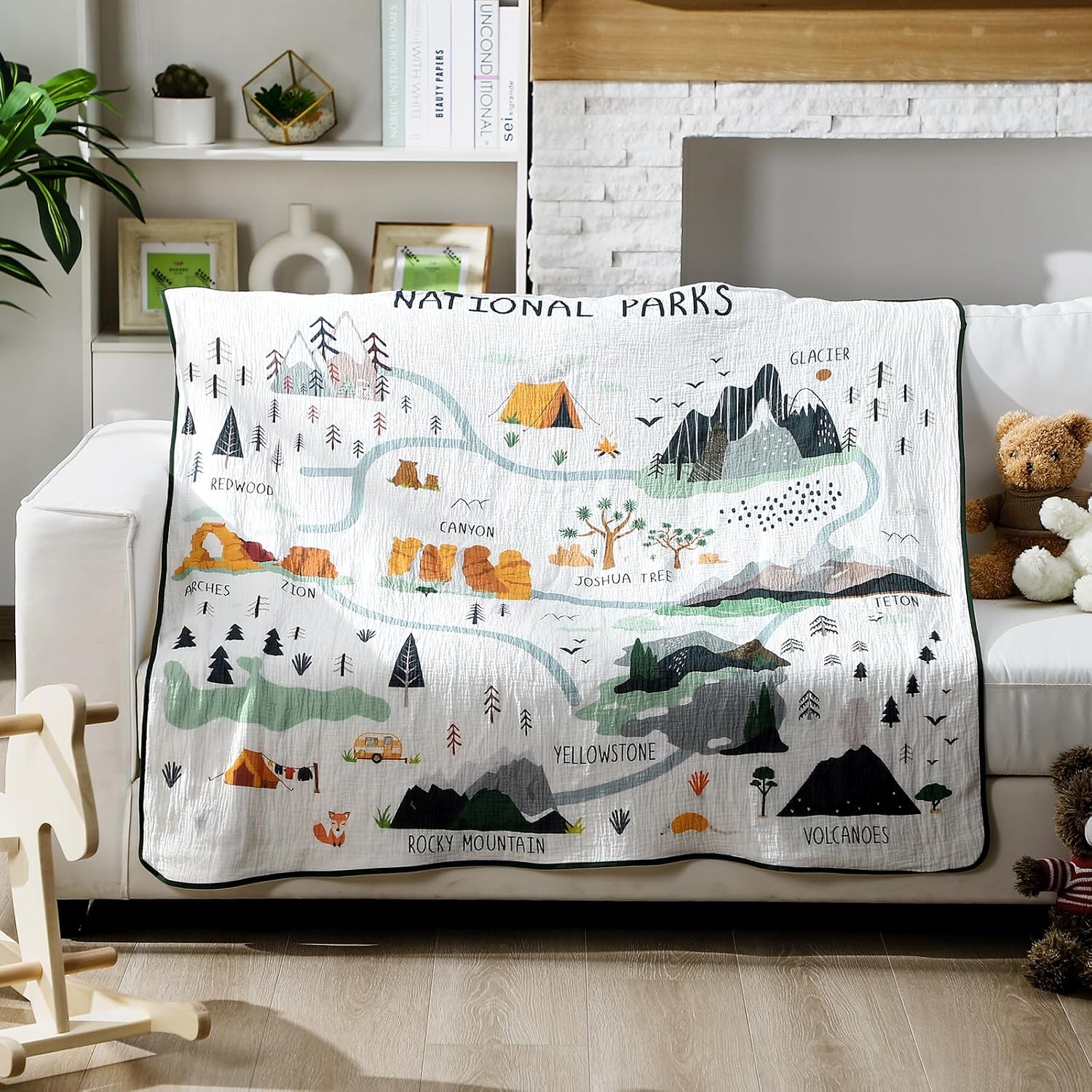 National Parks Muslin Blanket 47x47 Inch Soft Warm Cotton Swaddle