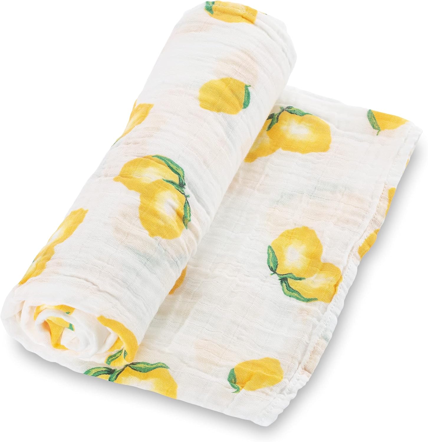 LollyBanks Lemon Print Muslin Swaddle Blanket 47x47 Inches