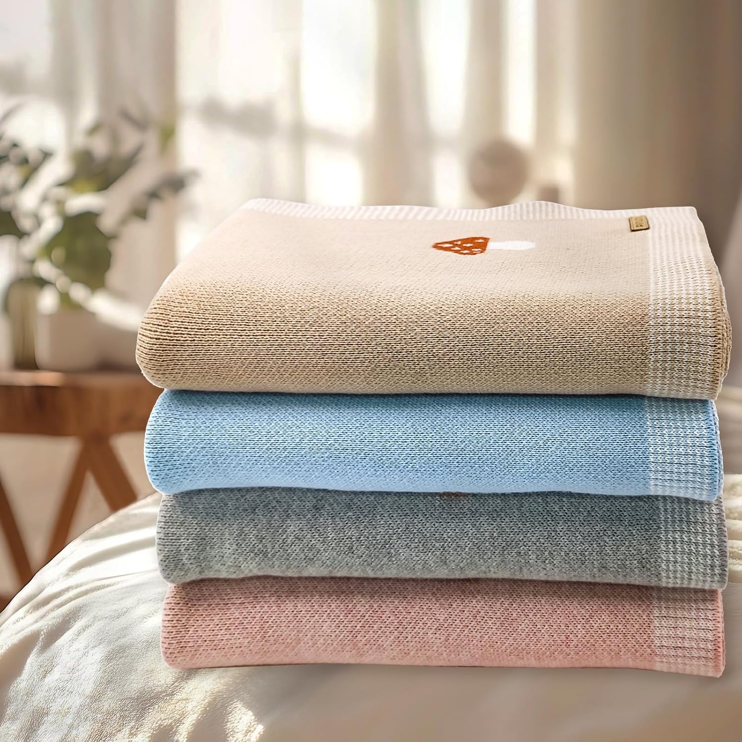 Mushroom Baby Blanket 100 Cotton Swaddle 1