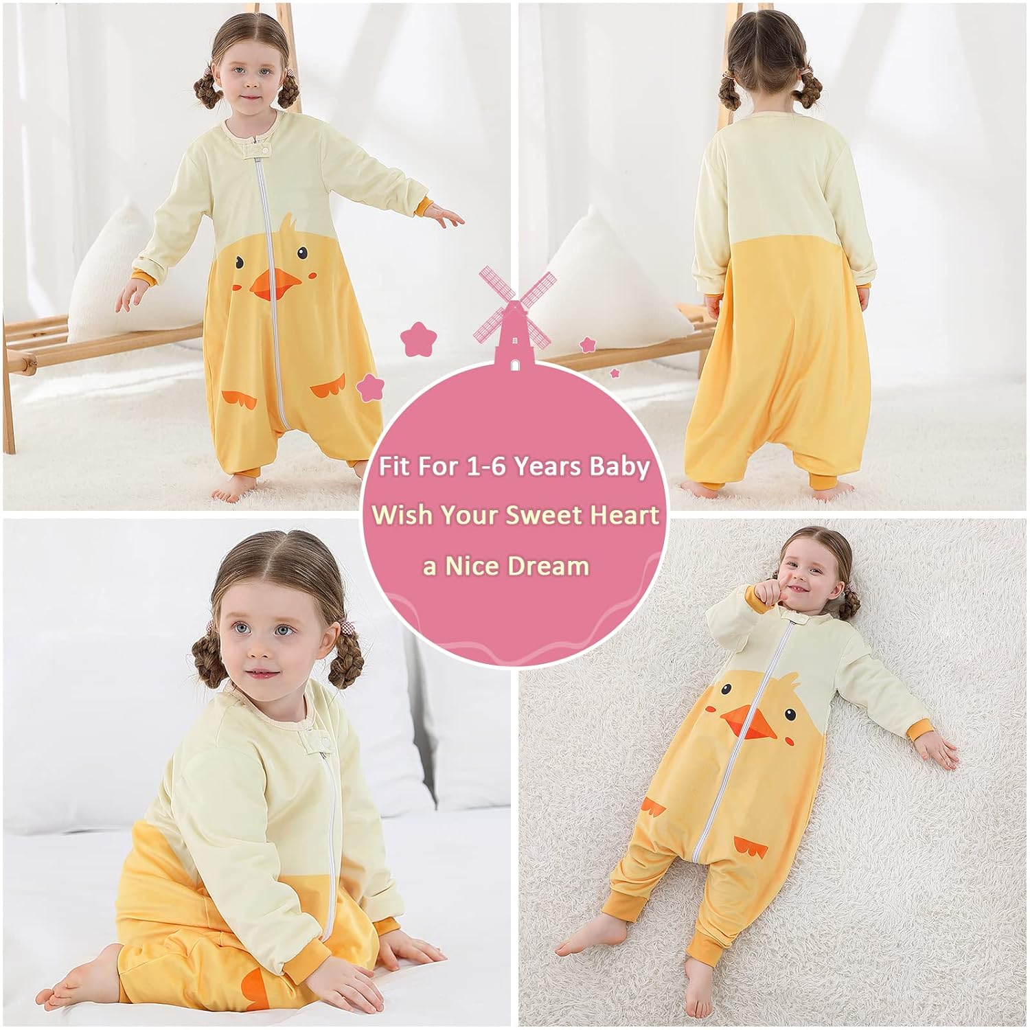 MICHLEY Baby Sleeping Bag Long Sleeve with Feet for 1-3 Years