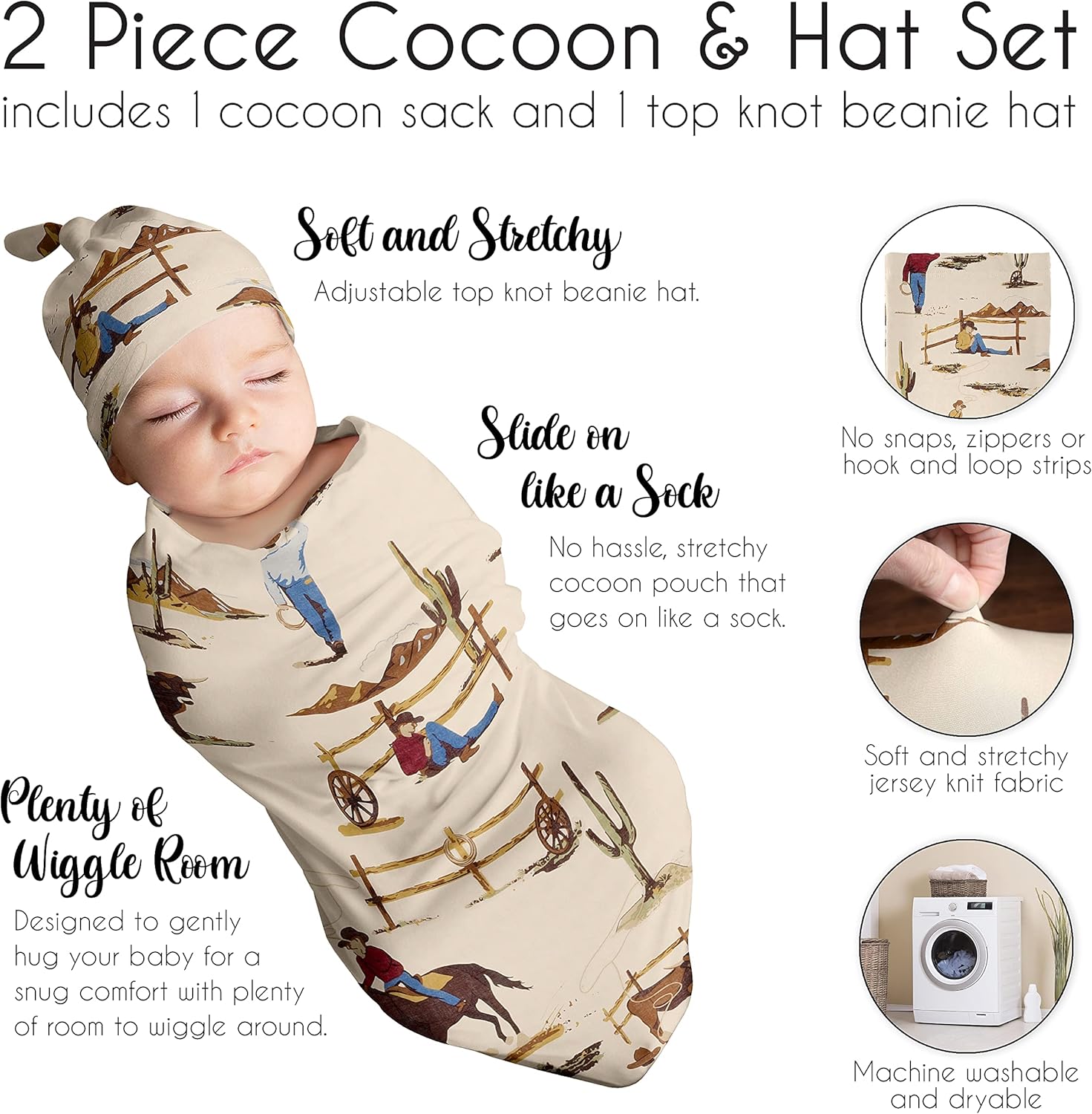 Sweet Jojo Designs Wild West Baby Sleep Sack and Beanie Hat 2pc Set