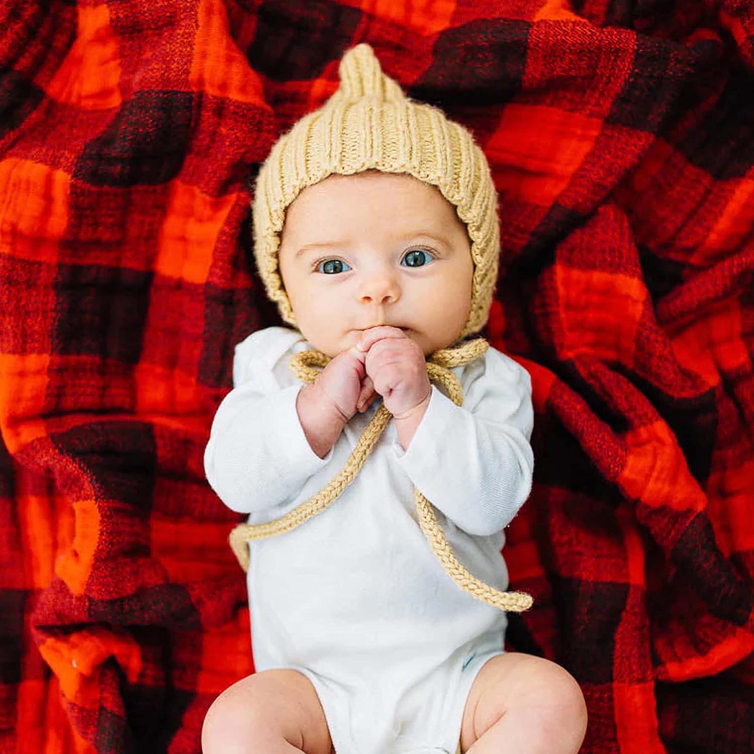 Little Unicorn Premium Cotton Swaddle Baby Blanket - Red Plaid