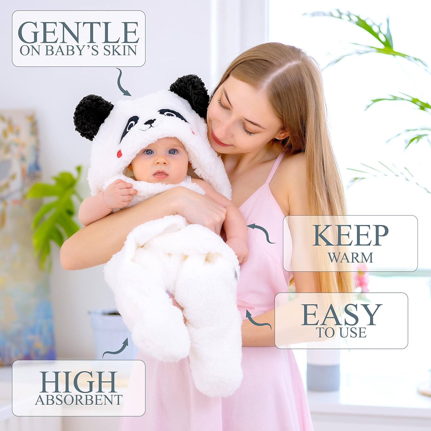 Newborn Panda Swaddle Blanket 0-6 Months Gender Neutral