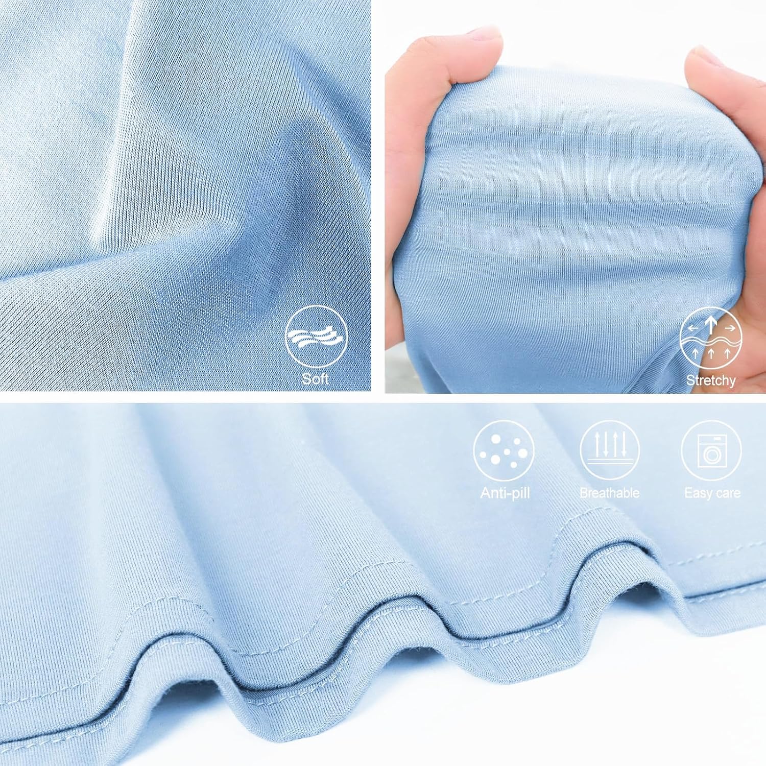 Aijoviko Newborn Swaddle Blanket with Hat Set Baby Blue