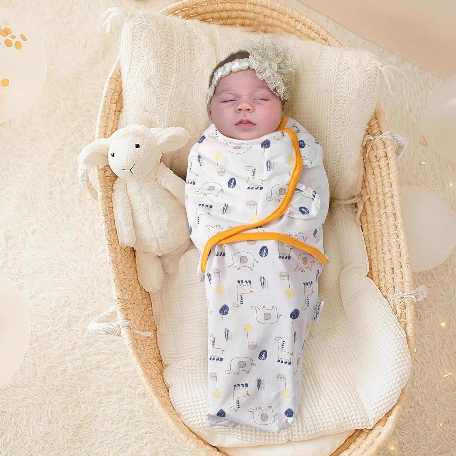 LITTLE TOTS Baby Swaddle Blanket 2 Pack 0-3 Months 1