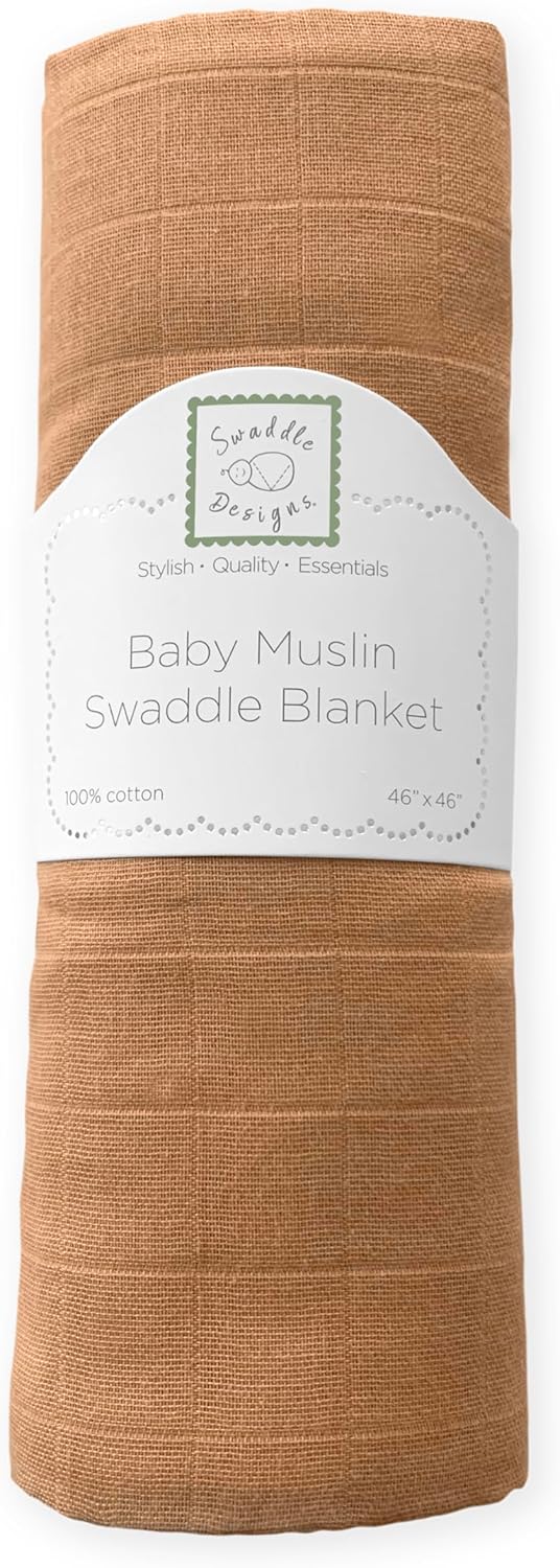 SwaddleDesigns Cotton Muslin Swaddle Blanket 46x46 Inches Earthtone Collection