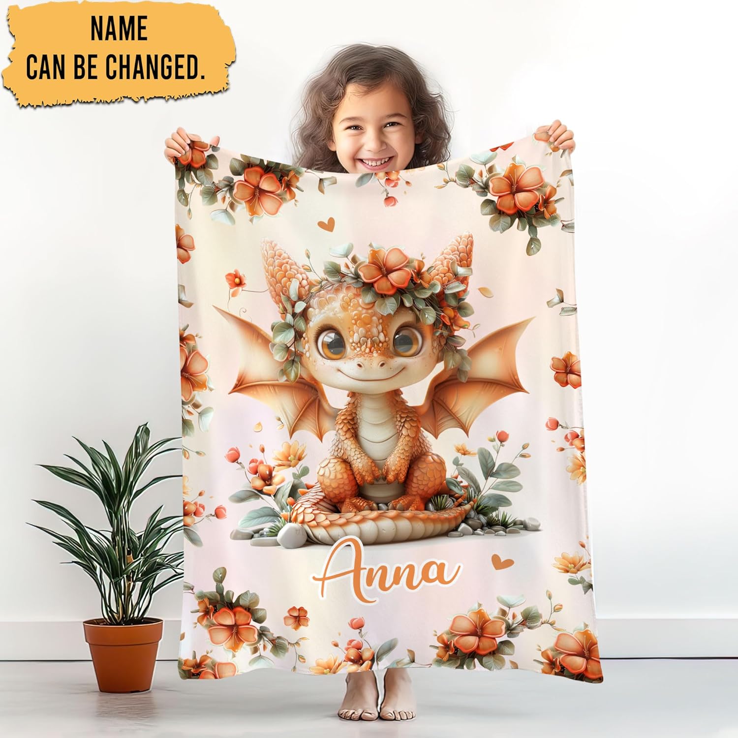 Hyturtle Personalized Dragon Baby Blanket - Cozy Fleece Blanket for Newborns