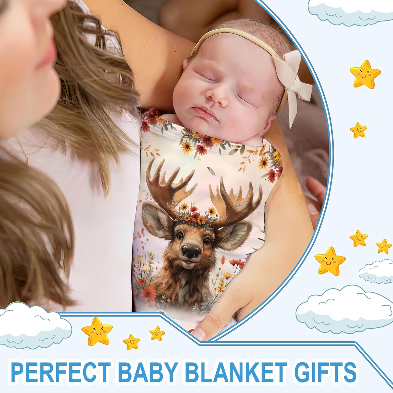 Hyturtle Personalized Moose Blanket - Custom Name Baby Fleece Throw