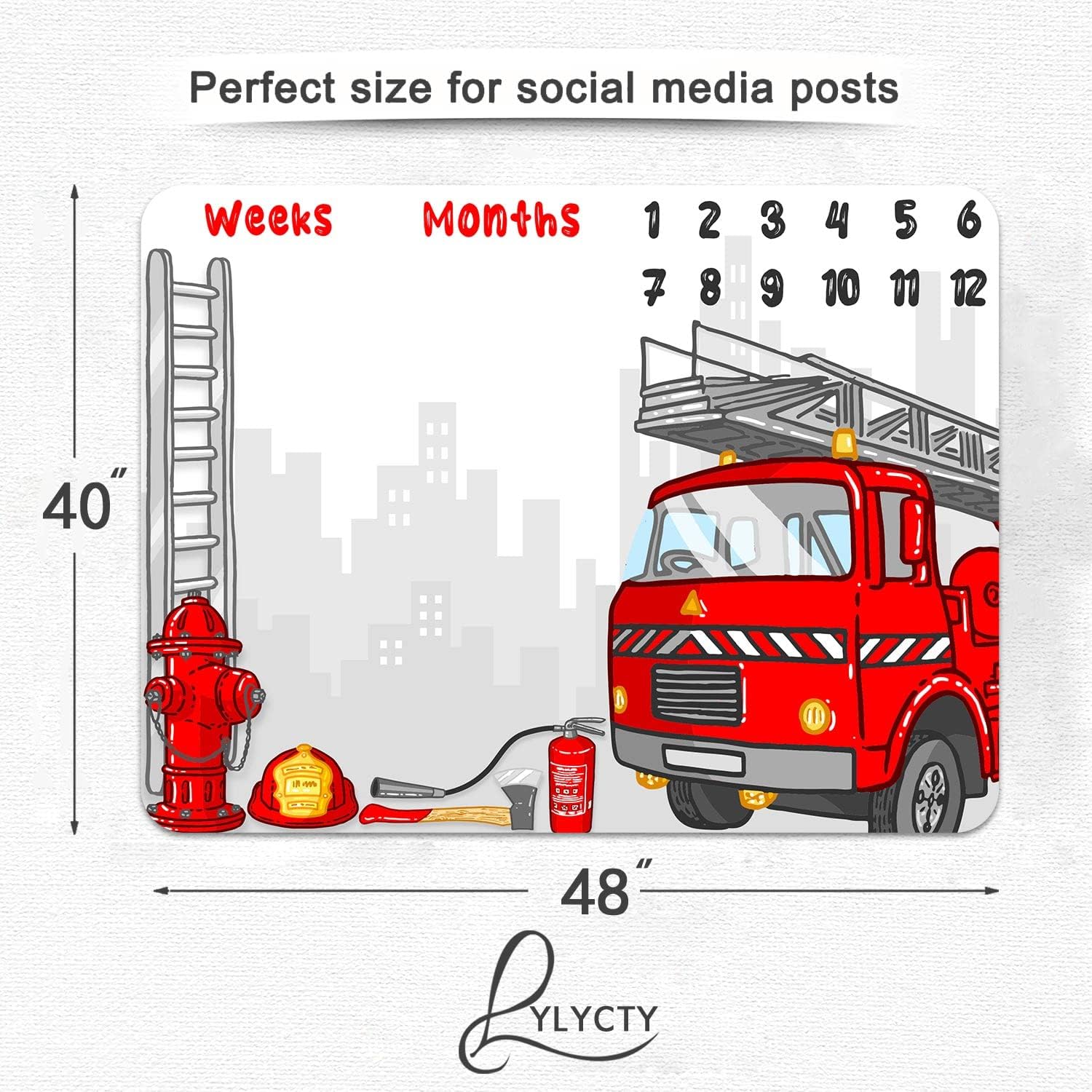 Baby Monthly Milestone Blanket Red Fire Truck