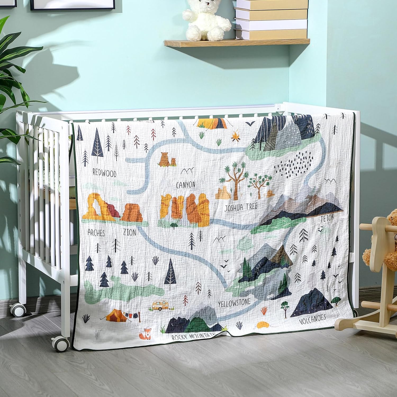 National Parks Muslin Blanket 47x47 Inch Soft Warm Cotton Swaddle