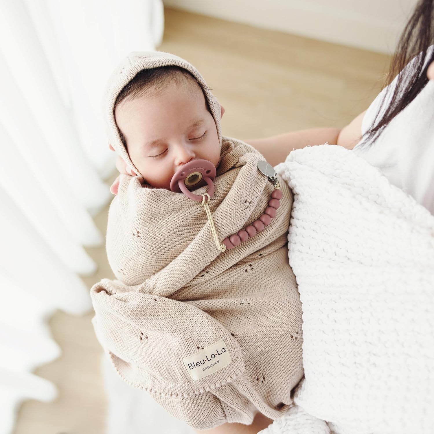 Bleu La La Luxury Organic Pointelle Receiving Blanket