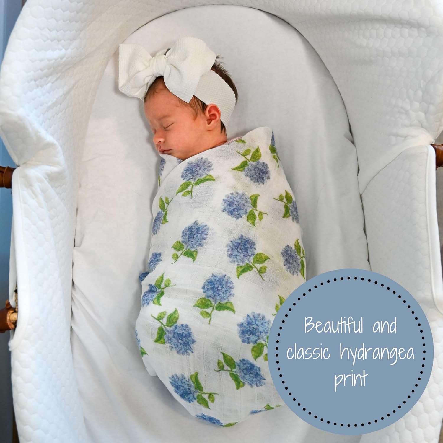 LollyBanks Hydrangea Print Swaddle Blanket 47x47 Inches