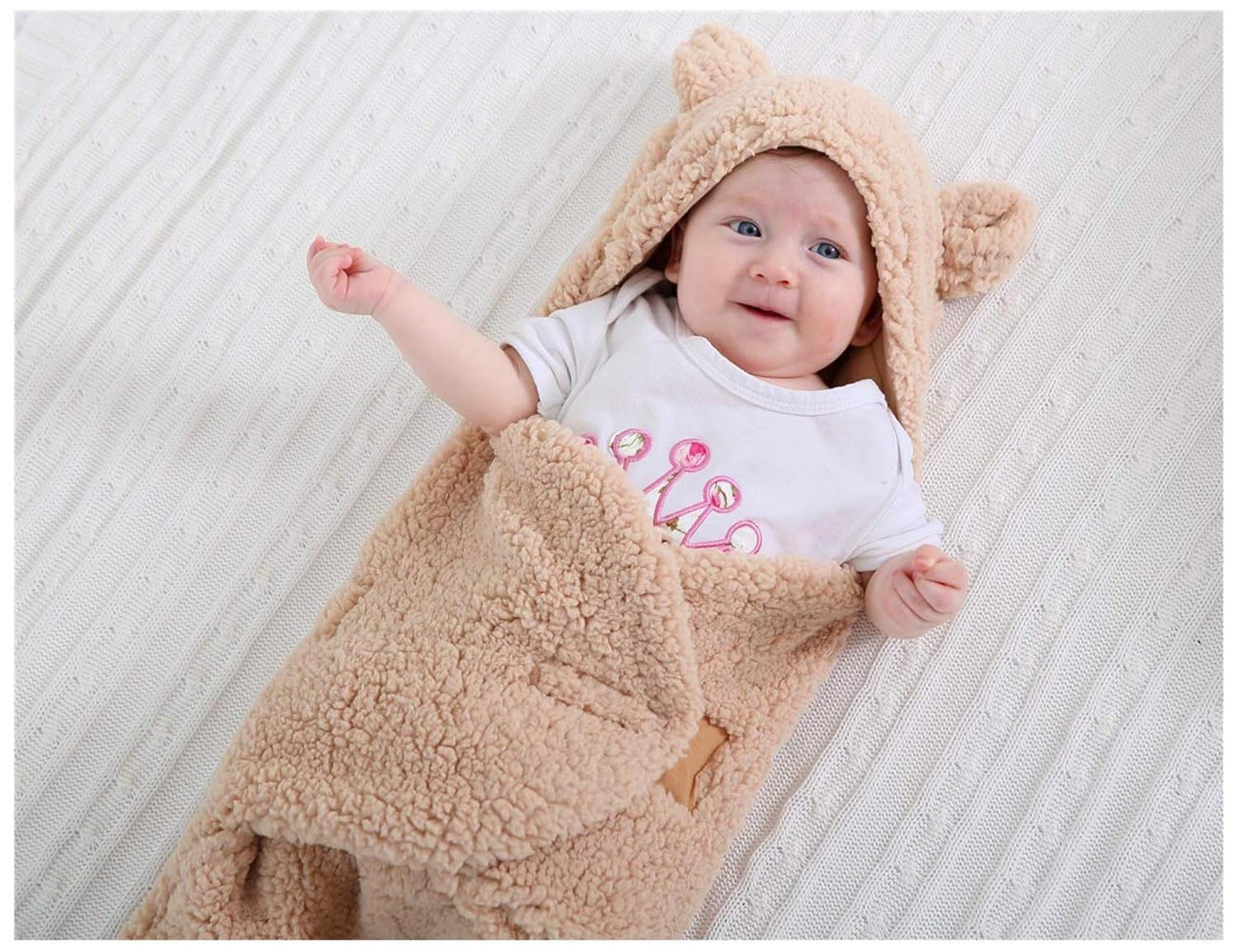 XMWEALTHY Plush Swaddle Blanket Brown for Newborn Babies