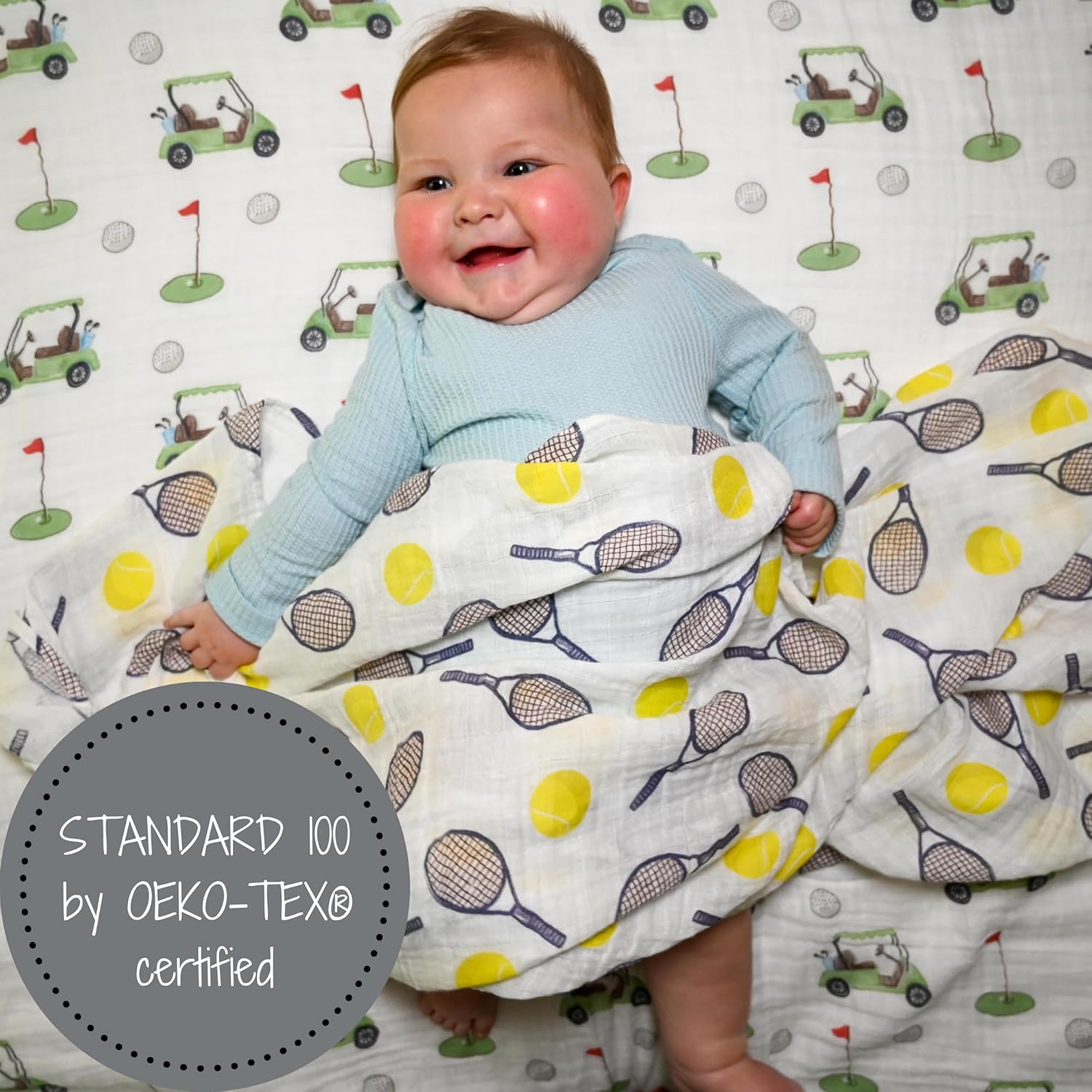 LollyBanks Tennis Print Swaddle Blanket