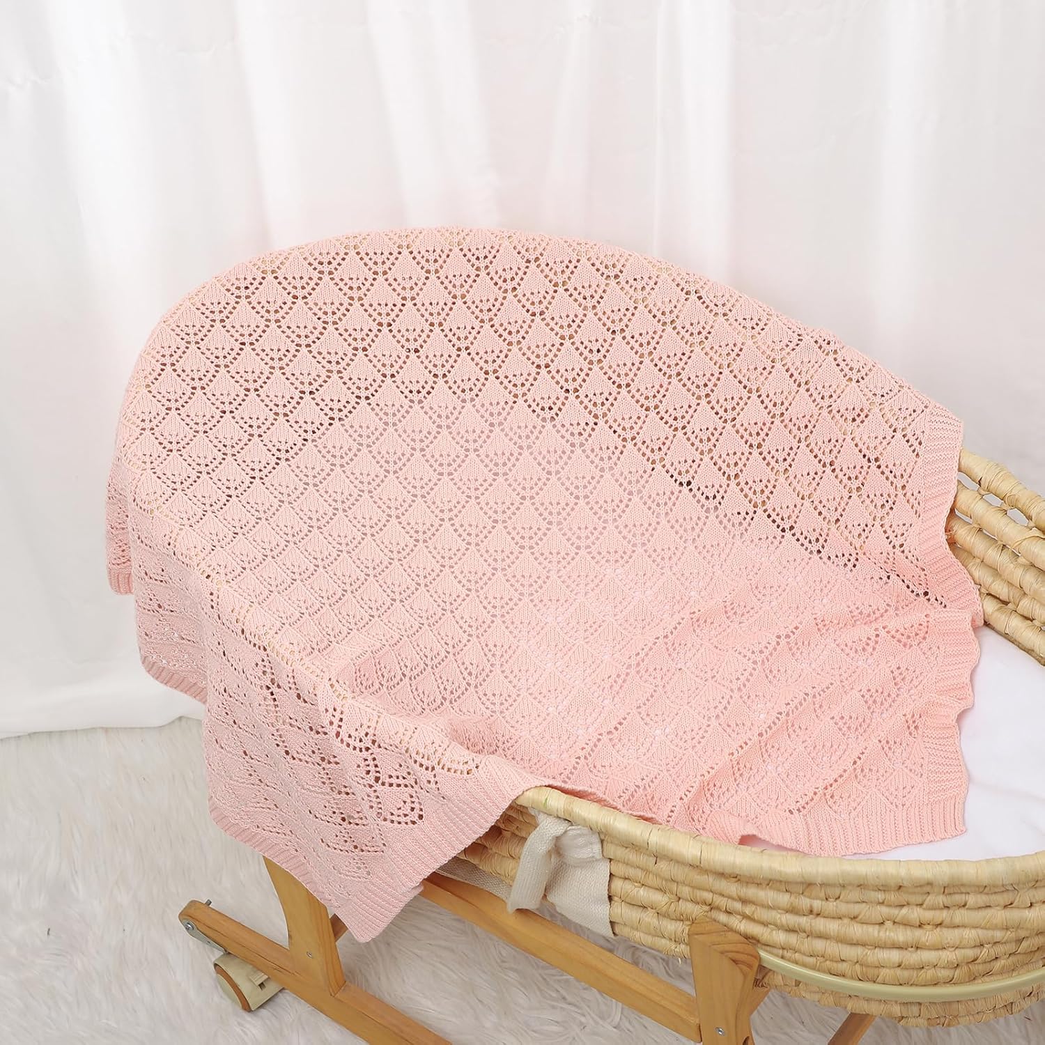 Neiwech Soft Cotton Swaddle Blanket 40x30 Inch Pink