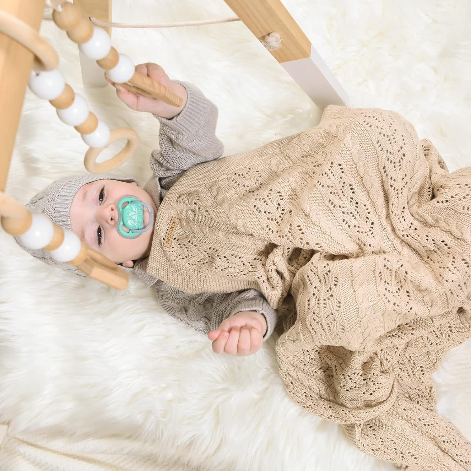 LAWKUL 100 Cotton Neutral Baby Blanket 40x30 Inches