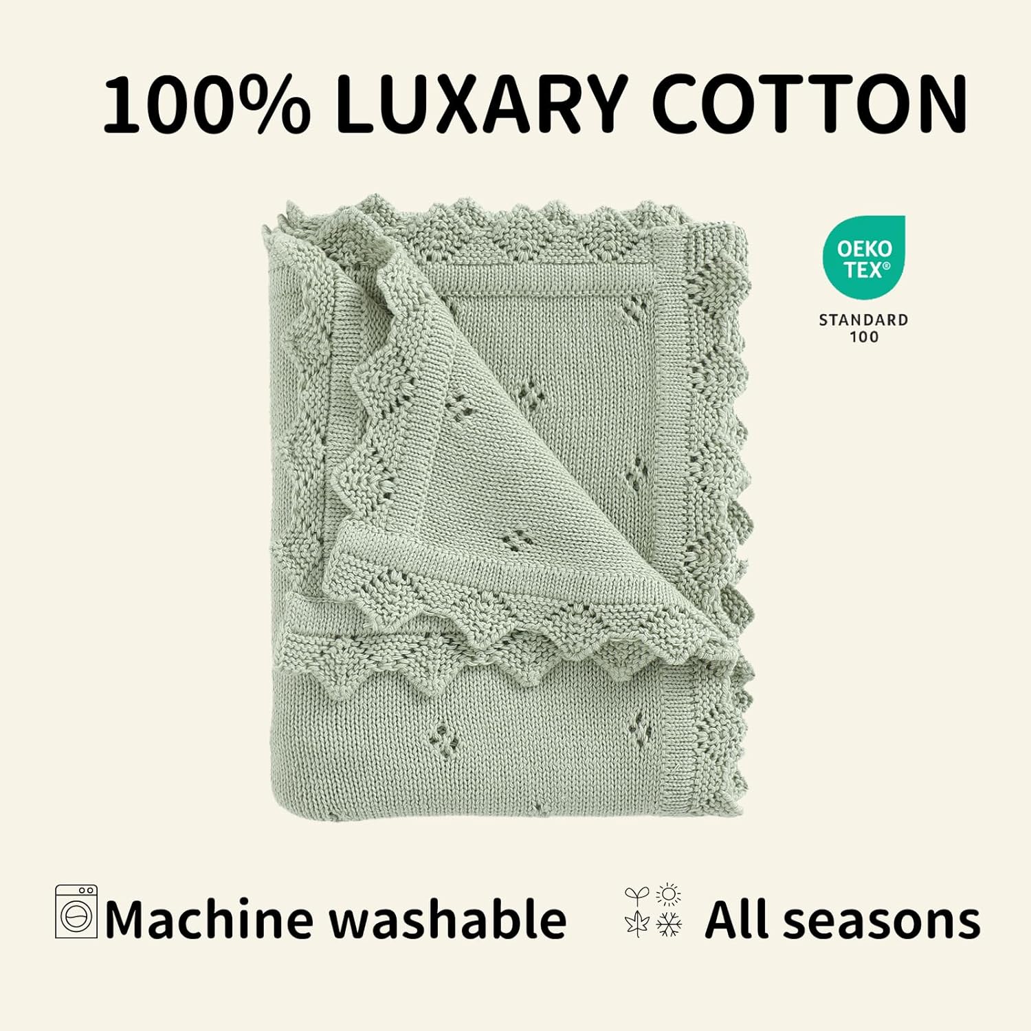 Mimixiong Cotton Baby Blanket Swaddling 30x40 Inch Sage Green