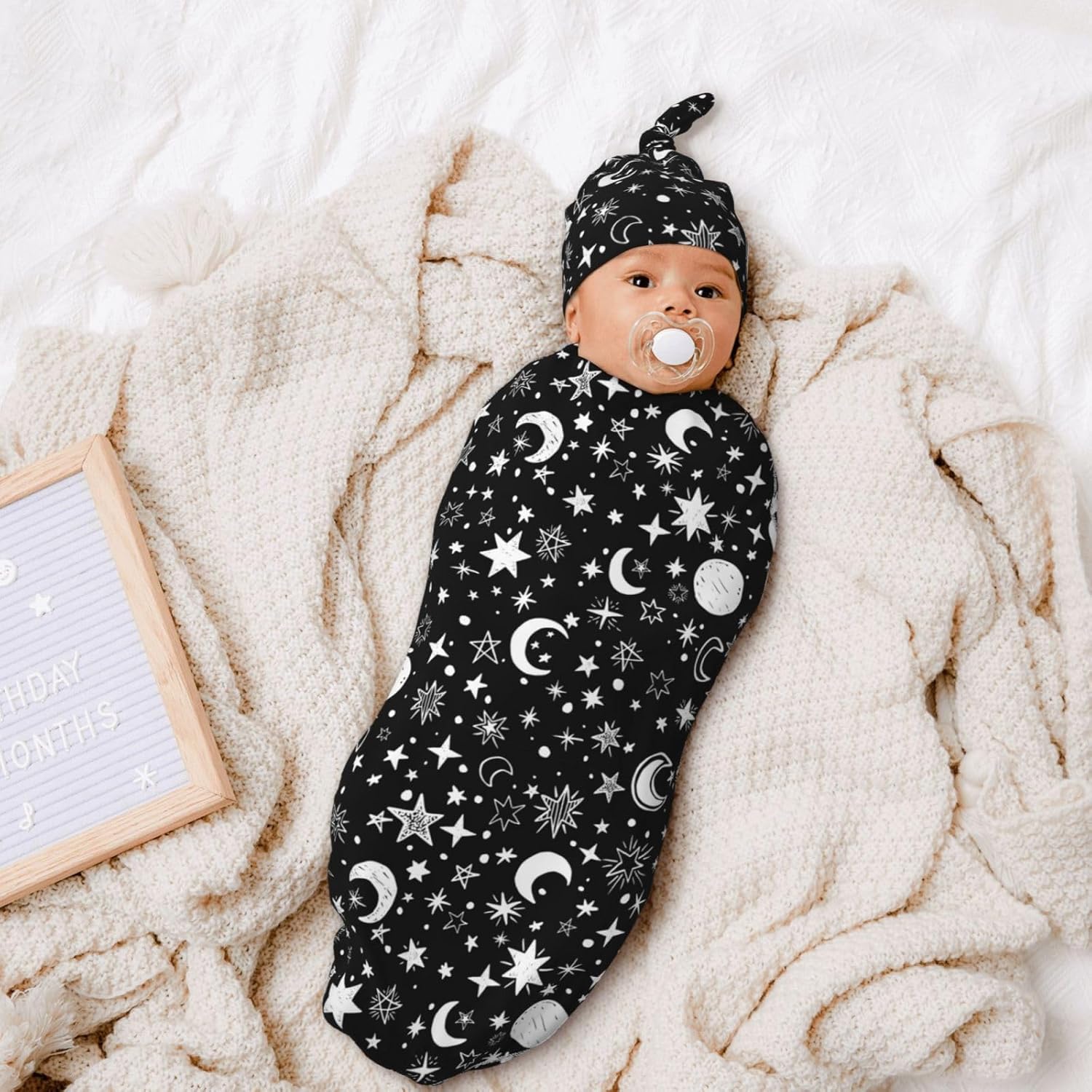 Soft Moon Star Swaddle Blanket for Newborn Babies