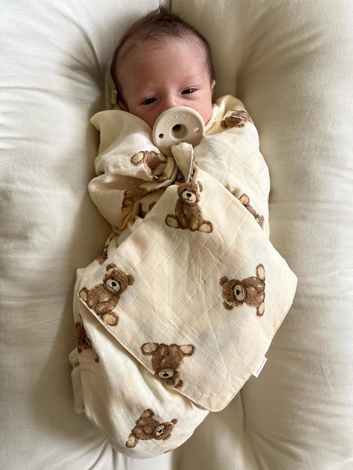 AliOli Security Blanket - 15x15 Teddy Bear Pacifier Holder