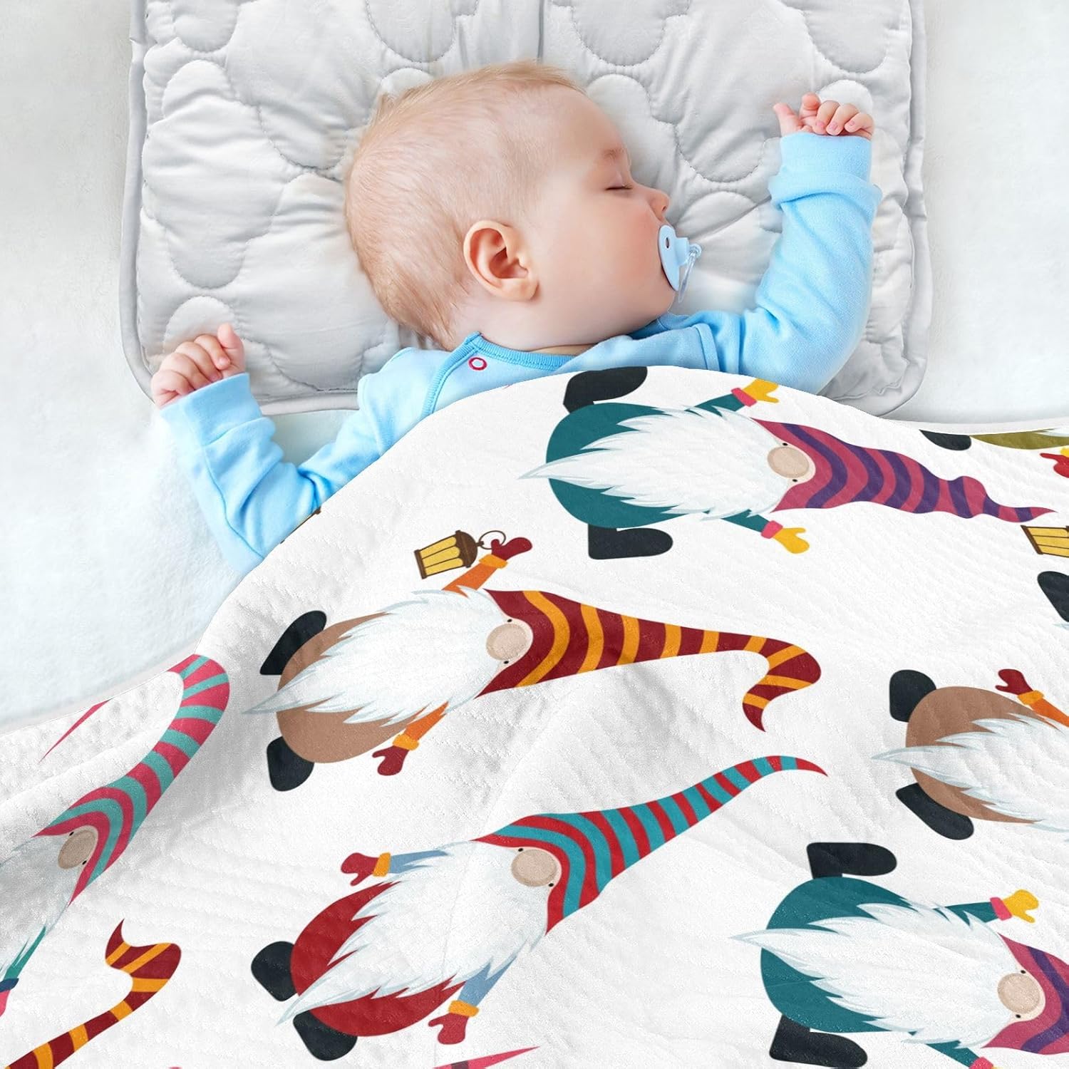 KICPOAY Soft Cotton Swaddle Blanket for Baby Gnomes 30x40 Inch