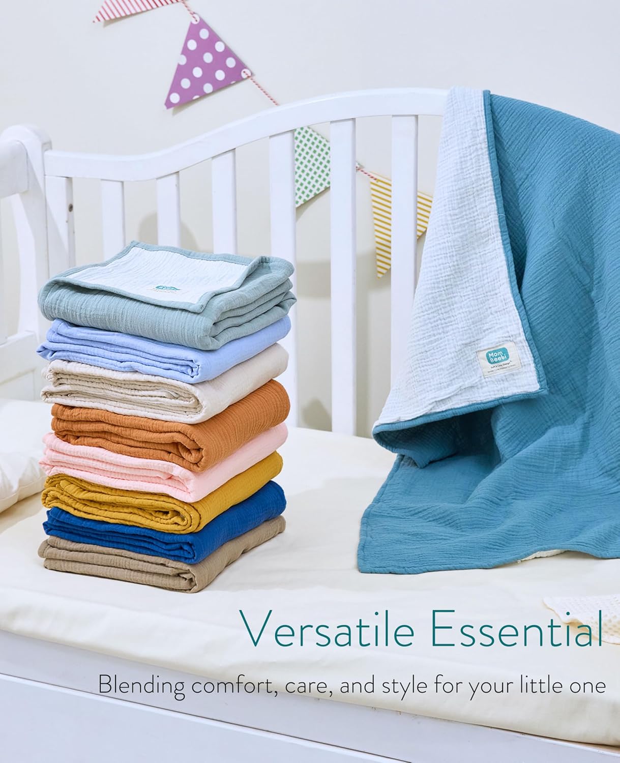 Mom Beebi Muslin Baby Blanket 37x37 Camel