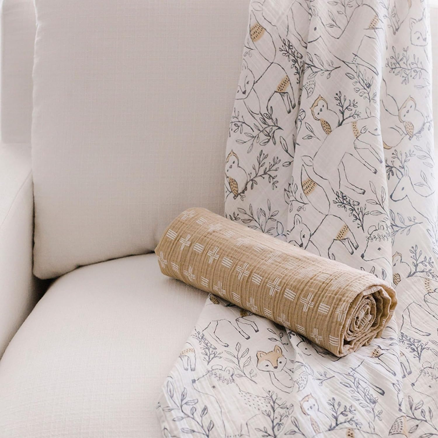 Crane Baby 100 Cotton Muslin Swaddle Blankets Set of 2