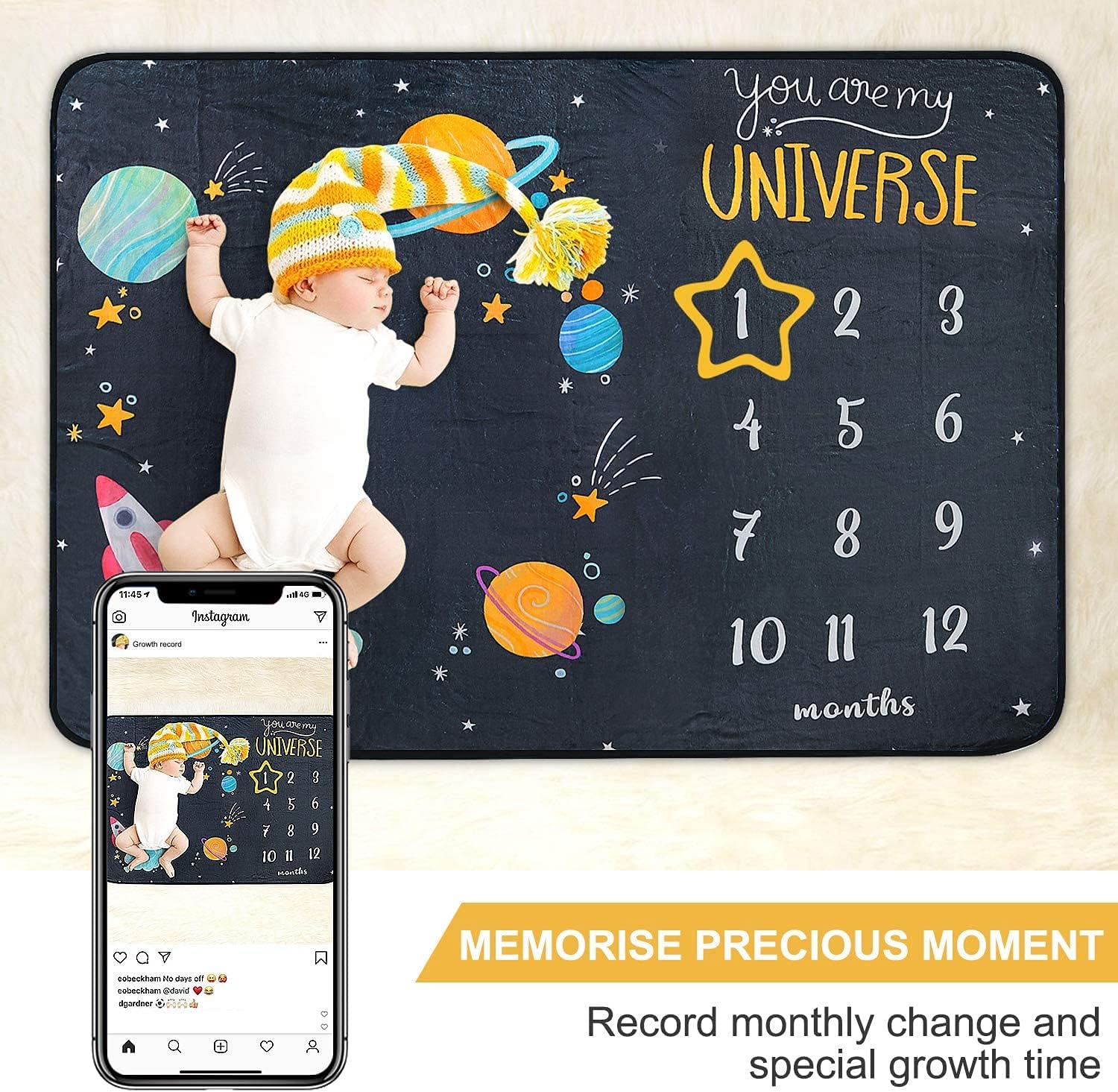 ComboJoy Baby Milestone Blanket with Stickers
