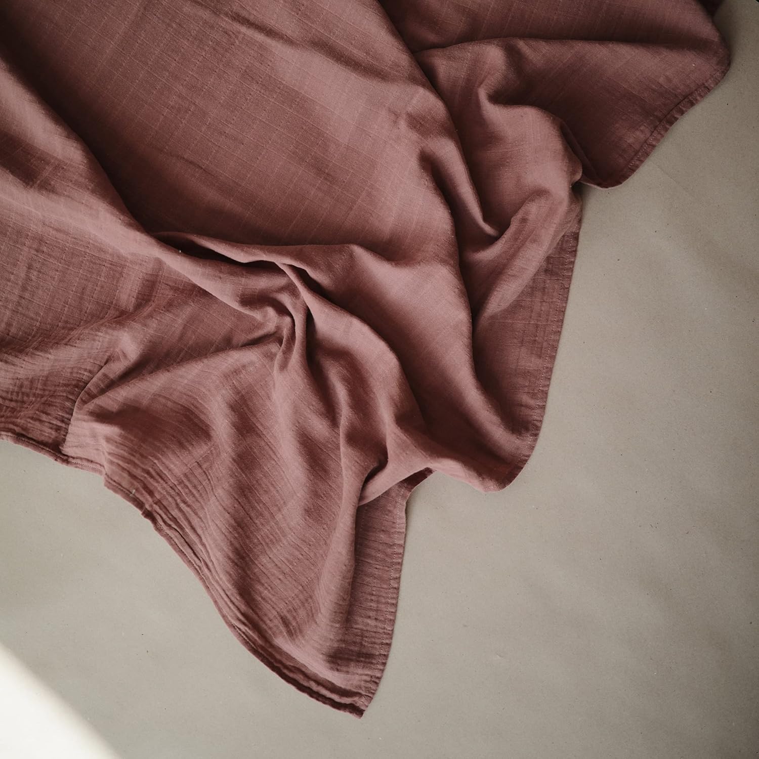 Mushie Organic Cotton Swaddle Blanket Cedar Aroma