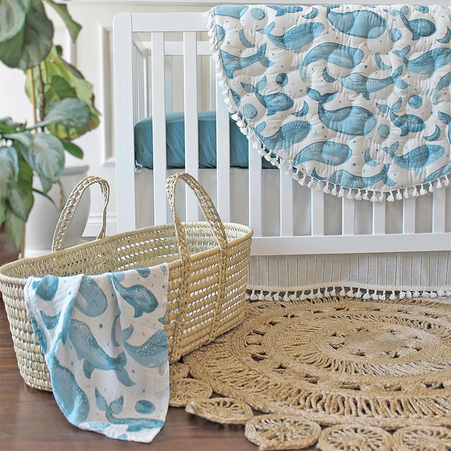 Crane Baby Muslin Swaddle Blanket - Caspian Ocean Set of 2