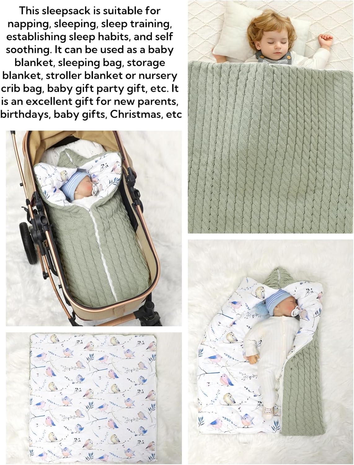 LLmoway Warm Baby Sleeping Bag Winter Swaddle Sleep Sack