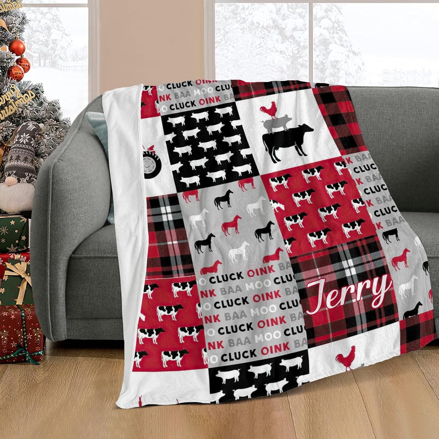 Custom Blanket with Name Farm Life Tractor Patchwork Swaddling Blanket 30X40inch