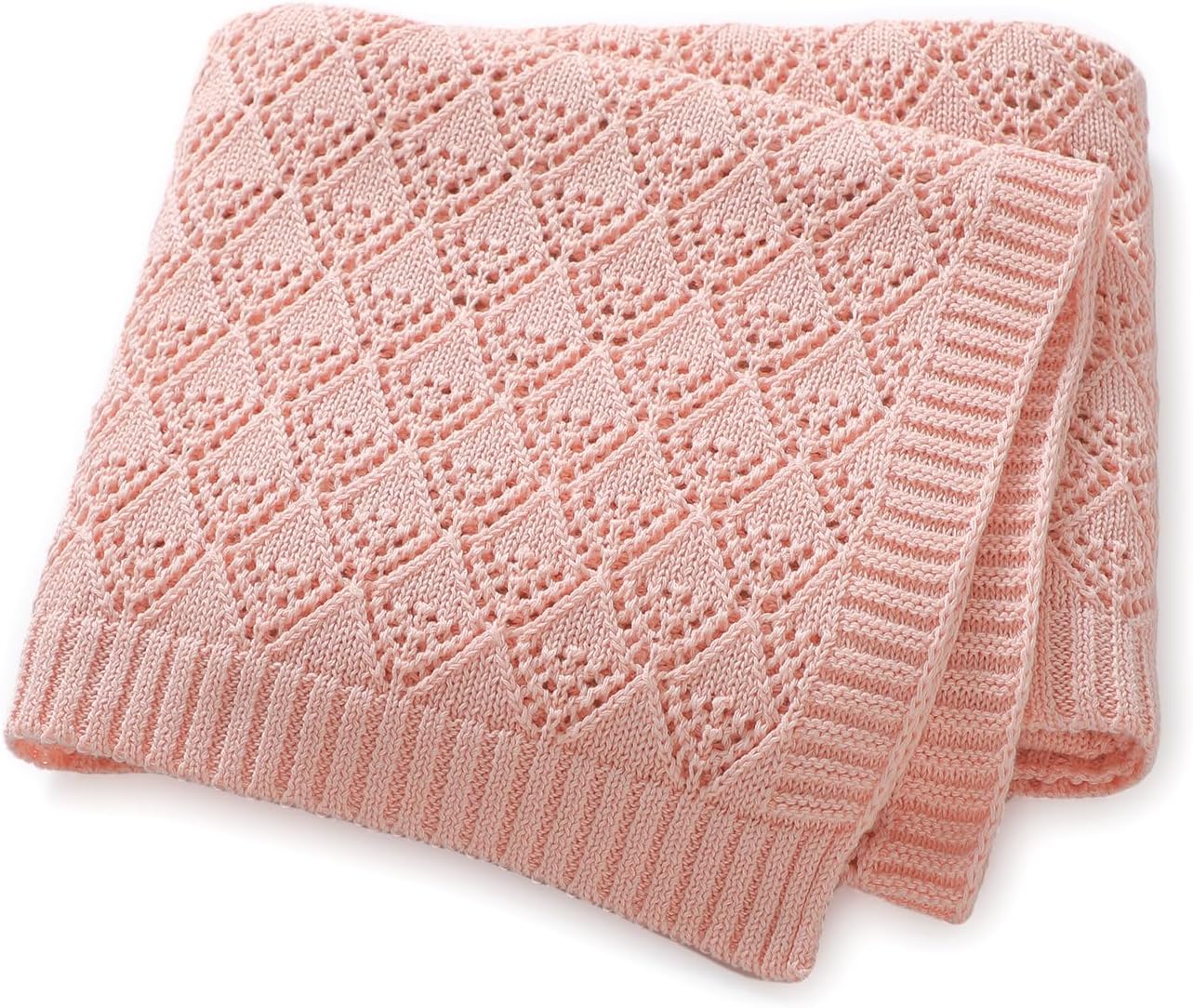 Neiwech Soft Cotton Swaddle Blanket 40x30 Inch Pink