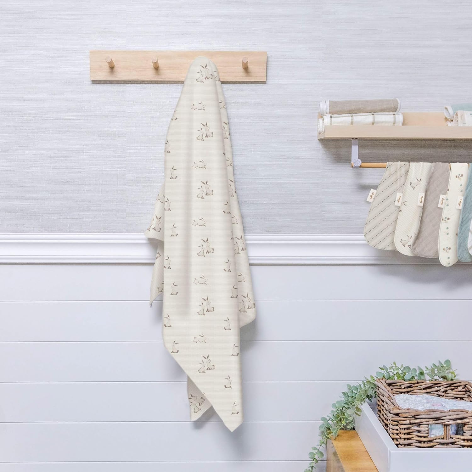 Crane Baby Organic Cotton Bunny Swaddle Wrap 47x47