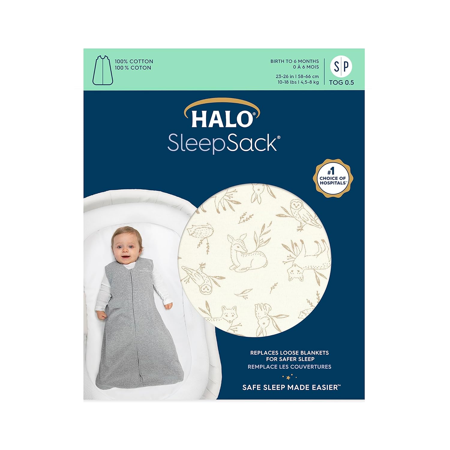 HALO SleepSack 100 Cotton Swaddle Blanket for 6-12 Months