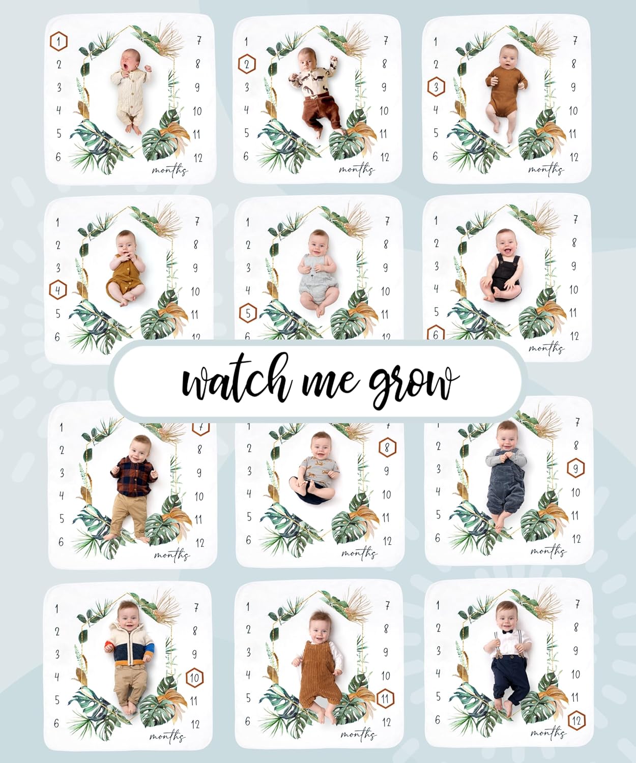 Calloo Baby Milestone Blanket - 46x46 Inches Monthly Growth Photo Prop