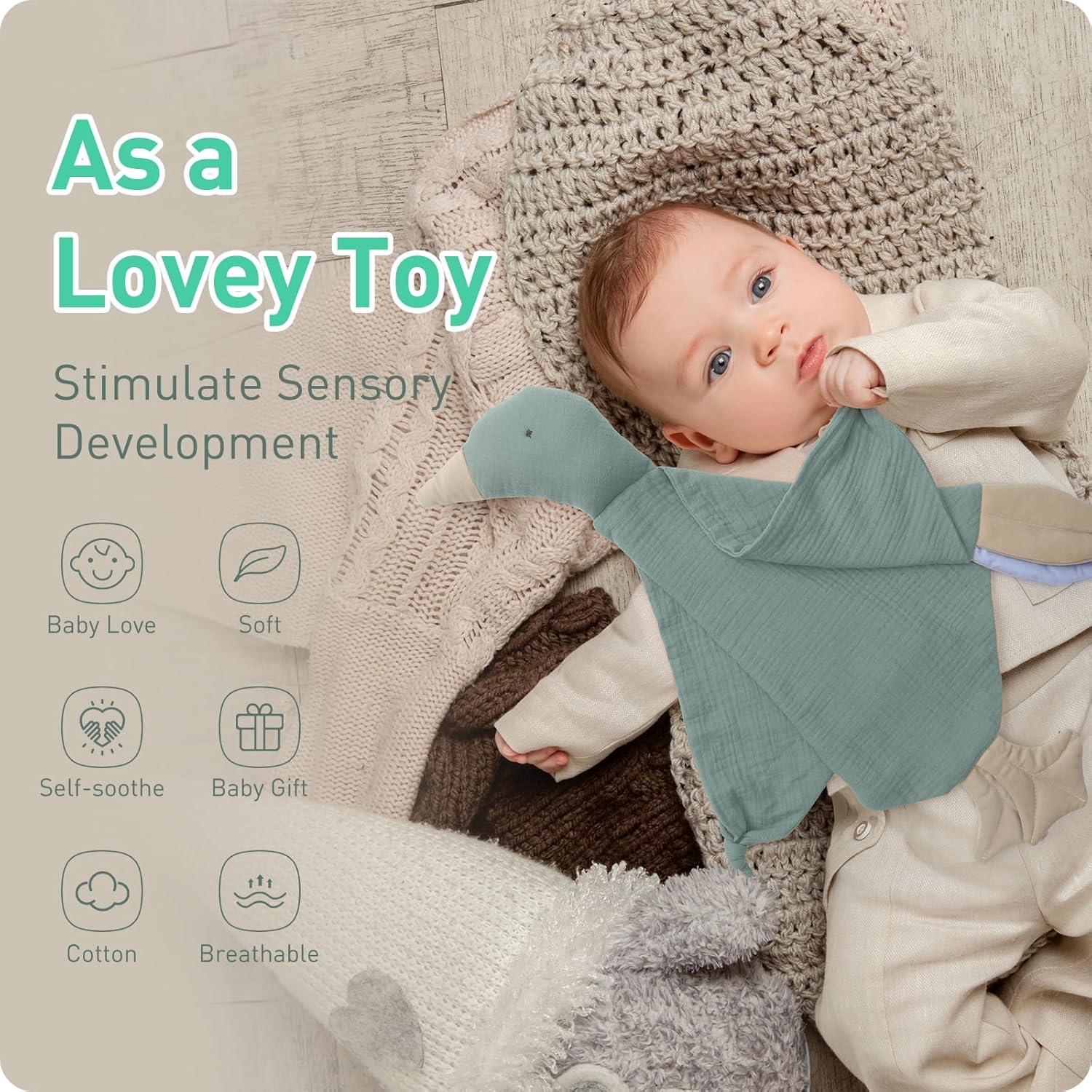Knirose Muslin Cotton Goose Loveys for Baby Comfort