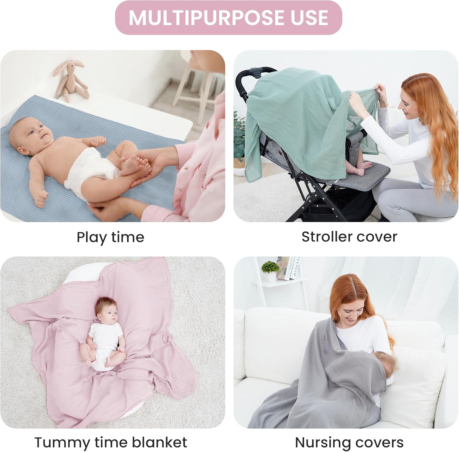 Jersey Swaddle Blanket Ultra Soft Stretchy 40 x 30 Inches 2 Pcs Pink