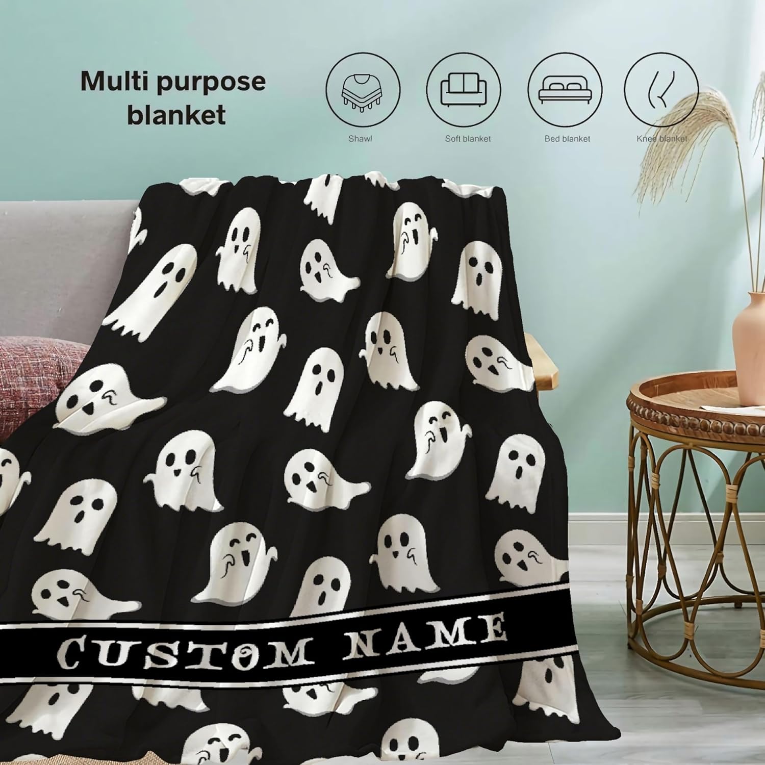 Khumbhira Custom Baby Blanket Spooky Ghost Design