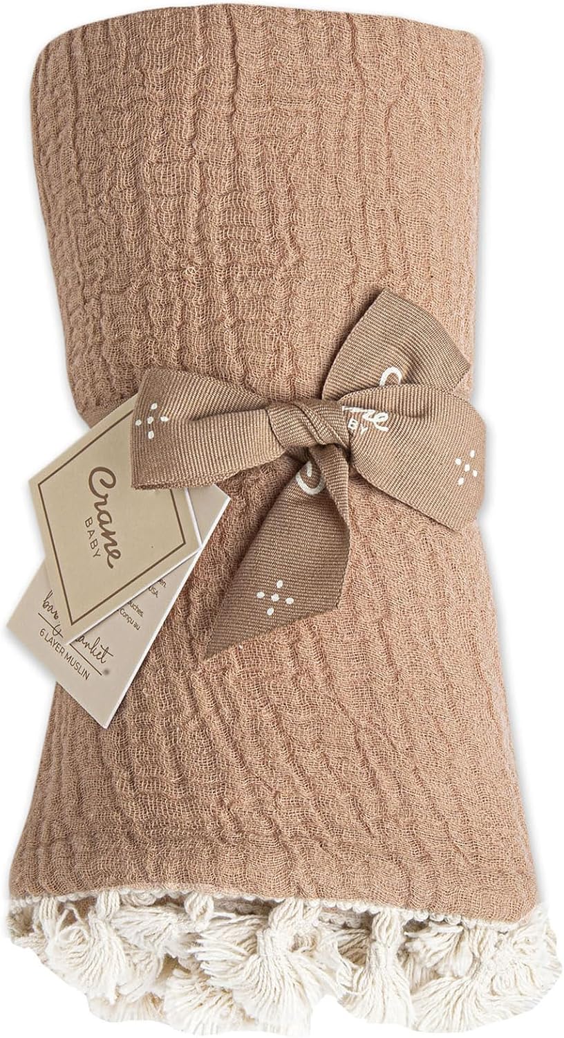 Crane Baby 6-Layer Muslin Swaddle Blanket Copper 30 X 40