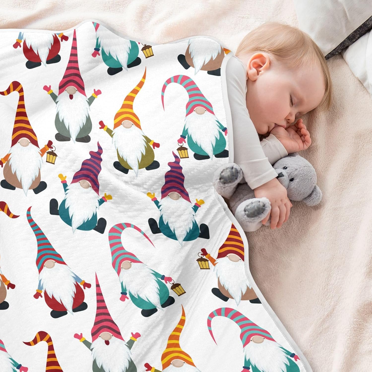 KICPOAY Soft Cotton Swaddle Blanket for Baby Gnomes 30x40 Inch
