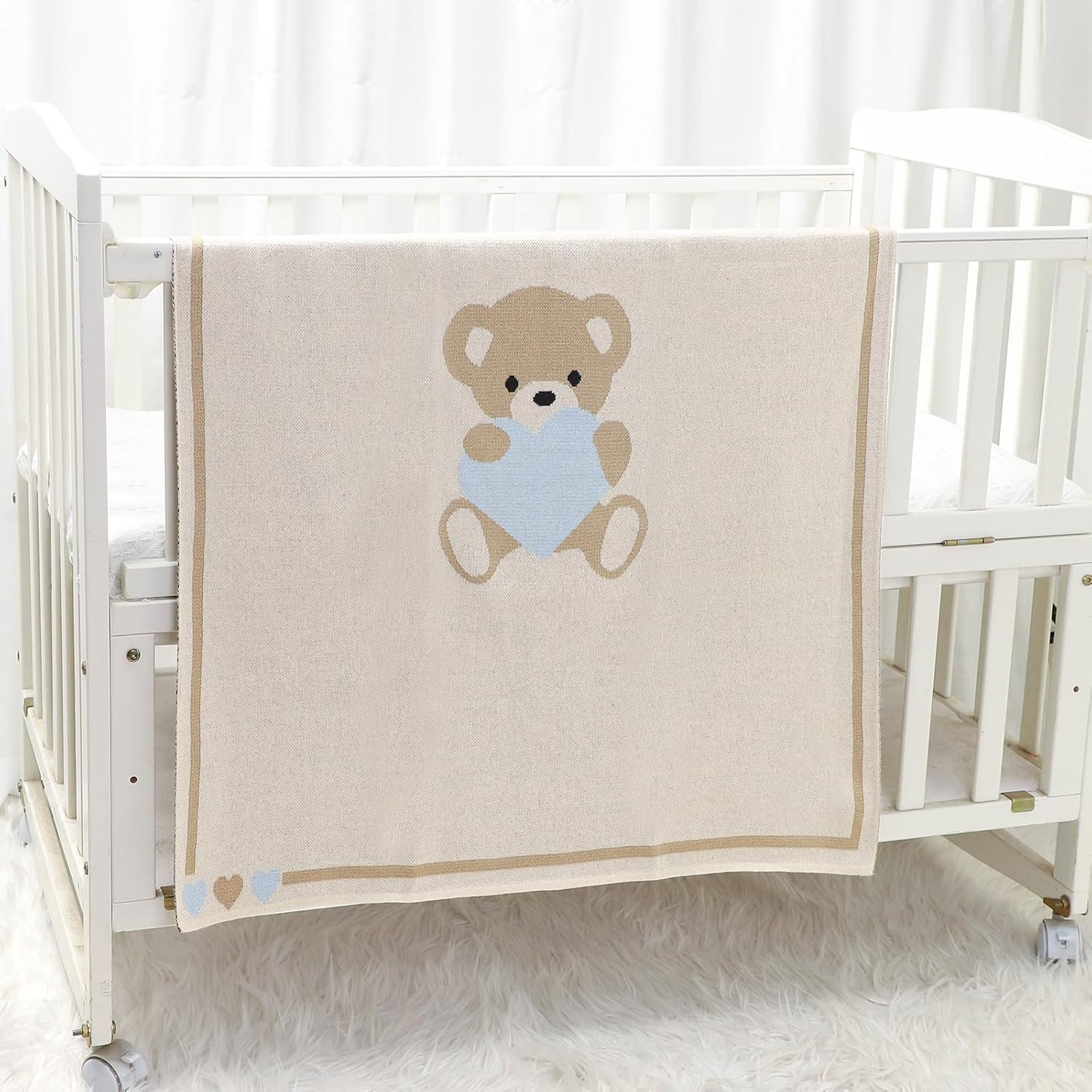 LAWKUL Babby Blanket Cuddly Bear Swaddle 40x30in Beige